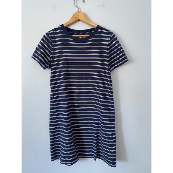 Madewell Tee Dress in Epperson Stripe Size Small Blue and White T-shirt Dress - Picture 4 of 10